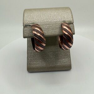 Sunrise Copper Wheeler Hoop Earrings 3/4” Textured Two-Tone